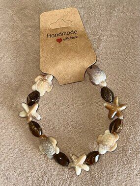 Beach Hawaiian Hono, sea turtle and starfish anklet-Handcrafted in Hawaii